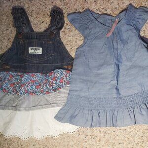 Baby Girl 12 month Dresses Oshkosh Vest bak EUC and Cherokee NWT Summer Spring